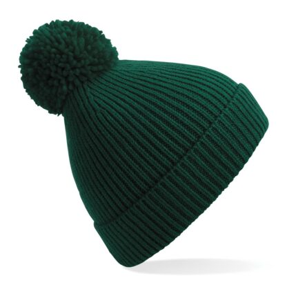 ribbed knit beanie bottle green