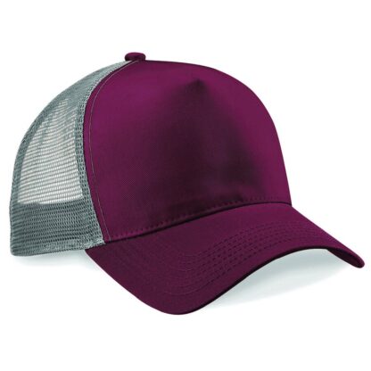 snapback trucker cap burgundy light grey