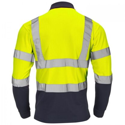 hi vis long sleeved two tone polo yellow and blue