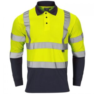 hi vis long sleeved two tone polo yellow and blue