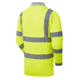 hi-vis Long sleeve yellow polo t-shirt reverse standard