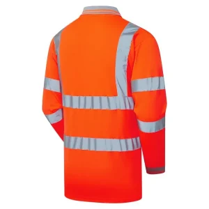 hi-vis Long sleeve orange polo t-shirt reverse standard